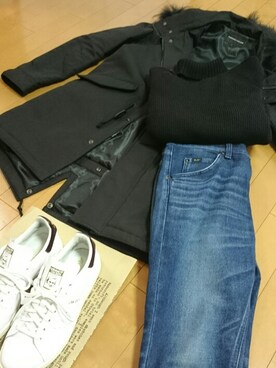 「LOUNGE LIZARD（ラウンジリザード）のアイテム（モッズコート）」を使った、真田丸のプーさんさん（メンズ・173cm）の冬コーディネート