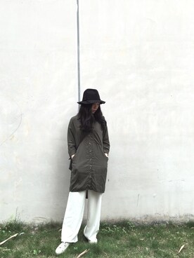「ZARA（ザラ）のアイテム（シャツ/ブラウス、グリーン系）」を使った、Mさん（レディース・160cm）の春コーディネート