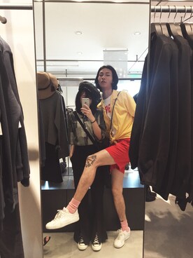 「VINTAGE（ヴィンテージ）のアイテム（Tシャツ/カットソー、ブラック系）」を使った、Mさん（レディース・160cm）の秋コーディネート