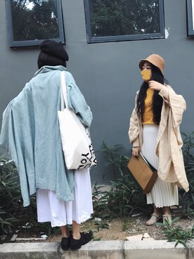 「symのアイテム（ピーコート、ブルー系）」を使った、Mさん（レディース・160cm）の冬コーディネート