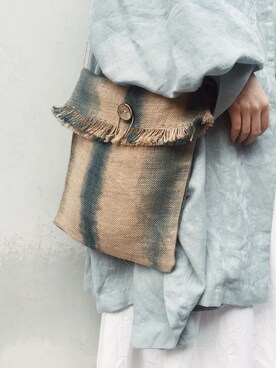 「Handmade（ハンドメイド）のアイテム（かごバッグ、ベージュ系）」を使った、Mさん（レディース・160cm）の冬コーディネート