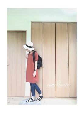 「切りっぱなし」｜「アイテム（サンダル）」を使った、chichinpuipuinopuiさん（レディース・155cm）の夏コーディネート