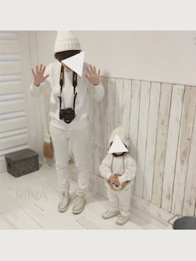 「ヒラキ（ヒラキ）のアイテム（スウェット）」を使った、りなさん（キッズ・90cm）の秋コーディネート
