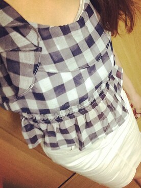 「UNIQLO（ユニクロ）のアイテム（デニムスカート、ホワイト系）」を使った、mafuiさん（レディース・155cm）の夏コーディネート