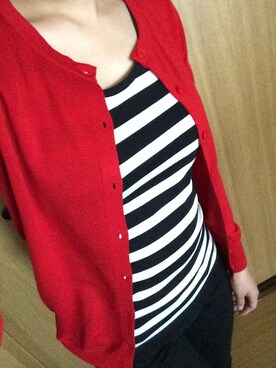 「UNIQLO（ユニクロ）のアイテム（カーディガン/ボレロ、レッド系）」を使った、mafuiさん（レディース・155cm）の秋コーディネート