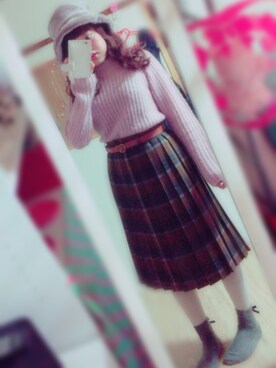 「ピンクニット」｜ぶーこさん（レディース・156cm）の冬コーディネート