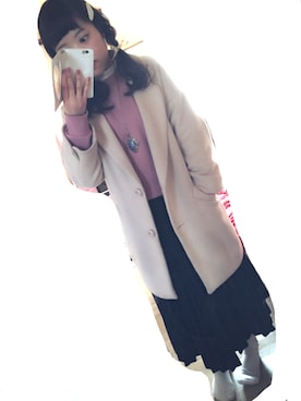 「ゆるゆる」｜「アイテム（ダウンジャケット/コート）」を使った、ぶーこさん（レディース・156cm）の冬コーディネート