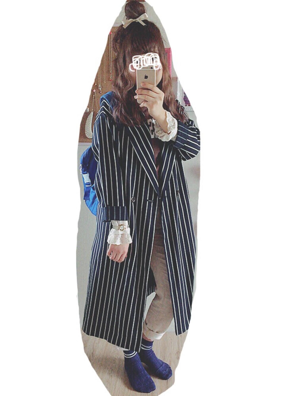 「ガウン、ガウンコート、古着、レース、重ね着、時計、vintage、リュック」｜「GUのアイテム（その他アウター、その他）」を使った、ぶーこさん（レディース・156cm）の春コーディネートの1枚目の写真