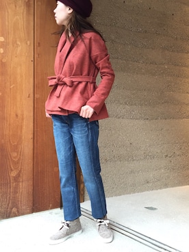 「カシュクール」｜「アイテム（ノーカラージャケット）」を使った、maokoさん（レディース・160cm）の秋コーディネート