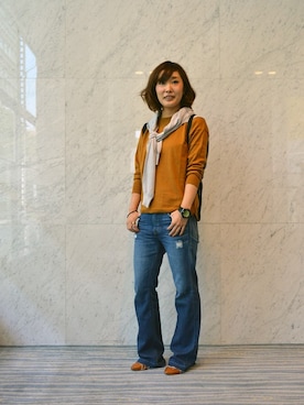 「YAKPAK（ヤックパック）のアイテム」を使った、Right-on 店舗スタッフさん（レディース・157cm）の秋コーディネート