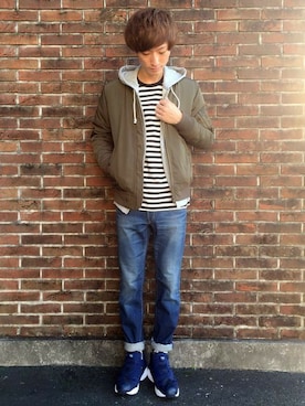 「Right-on（ライトオン）のアイテム」を使った、Right-on 店舗スタッフさん（メンズ・173cm）の秋コーディネート