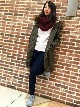 「Right-on（ライトオン）のアイテム（ステンカラーコート）」を使った、Right-on 店舗スタッフさん（レディース・160cm）の秋コーディネート