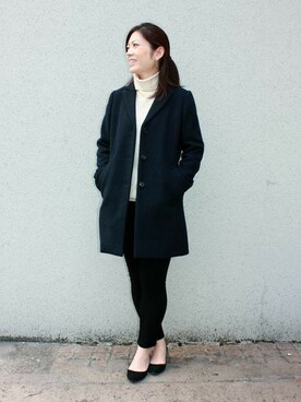「Right-on（ライトオン）のアイテム（チェスターコート）」を使った、Right-on 店舗スタッフさん（レディース・167cm）の秋コーディネート