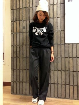 Right-on 店舗スタッフさん（レディース・160cm）の秋コーディネート