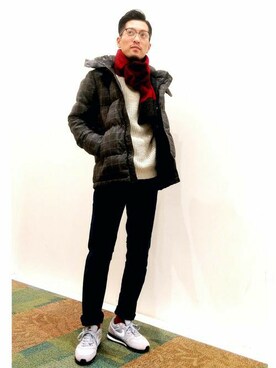 「Right-on（ライトオン）のアイテム（ダウンジャケット/コート）」を使った、Right-on 店舗スタッフさん（メンズ・180cm）の秋コーディネート