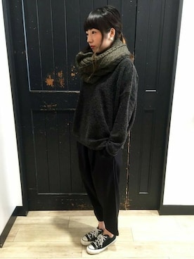 「スヌード」｜Right-on 店舗スタッフさん（レディース・160cm）の秋コーディネート