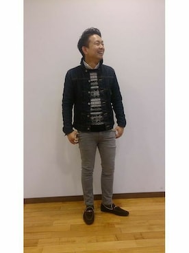 「Right-on（ライトオン）の【BACK NUMBER】フェアアイルニット（ニット/セーター）」を使った、Right-on 店舗スタッフさん（メンズ・170cm）の秋コーディネート