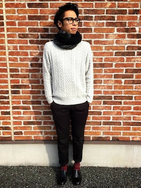 「スヌード」｜Right-on 店舗スタッフさん（メンズ・175cm）の秋コーディネート
