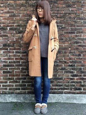 「Right-on（ライトオン）のアイテム（ダッフルコート）」を使った、Right-on 店舗スタッフさん（レディース・160cm）の秋コーディネート