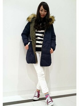 「Right-on（ライトオン）のアイテム（ミリタリージャケット）」を使った、Right-on 店舗スタッフさん（レディース・160cm）の秋コーディネート