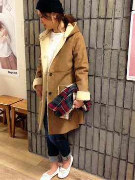 Right-on 店舗スタッフさん（レディース・160cm）の冬コーディネート
