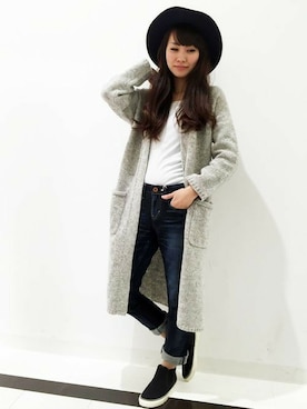 Right-on 店舗スタッフさん（レディース・160cm）の冬コーディネート