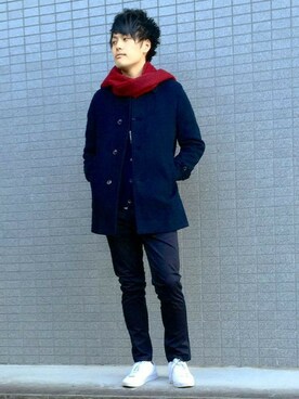 「Right-on（ライトオン）のアイテム（ステンカラーコート）」を使った、Right-on 店舗スタッフさん（メンズ・175cm）の冬コーディネート
