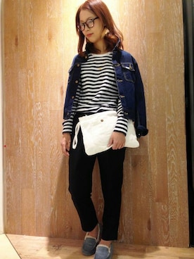 「LEE」｜Right-on 店舗スタッフさん（レディース・160cm）の冬コーディネート