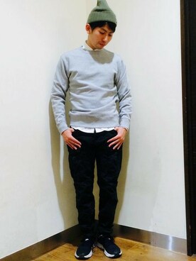 「BEN DAVIS（ベンデイビス）のアイテム（帽子）」を使った、Right-on 店舗スタッフさん（メンズ・168cm）の冬コーディネート