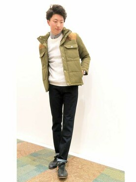 「Levi's（リーバイス）のアイテム（モッズコート）」を使った、Right-on 店舗スタッフさん（メンズ・175cm）の冬コーディネート