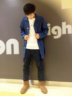「WORLD WORKERS（ワールドワーカーズ）のアイテム（その他アウター）」を使った、Right-on 店舗スタッフさん（メンズ・175cm）の冬コーディネート