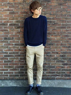 「Right-on（ライトオン）のアイテム（チノパンツ）」を使った、Right-on 店舗スタッフさん（メンズ・174cm）の冬コーディネート