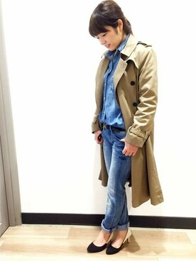 「Right-on（ライトオン）のアイテム（トレンチコート）」を使った、Right-on 店舗スタッフさん（レディース・160cm）の冬コーディネート