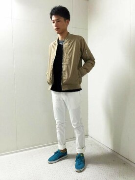 「Right-on（ライトオン）のアイテム（MA-1）」を使った、Right-on 店舗スタッフさん（メンズ・180cm）の冬コーディネート
