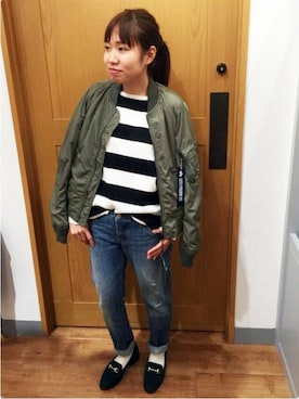 「alpha」｜Right-on 店舗スタッフさん（レディース・159cm）の冬コーディネート