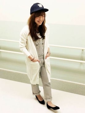 「Right-on（ライトオン）のアイテム（オールインワン・サロペット）」を使った、Right-on 店舗スタッフさん（レディース・157cm）の冬コーディネート