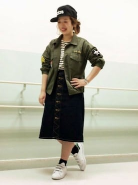 「adidas(アディダス)のアイテム(キャップ)」を使った、Right-on 店舗スタッフさん(レディース・158cm)の冬コーディネート