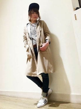 「Champion（チャンピオン）のアイテム（帽子）」を使った、Right-on 店舗スタッフさん（レディース・165cm）の冬コーディネート