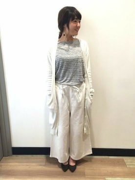 「ロングカーディガン」｜Right-on 店舗スタッフさん（レディース・158cm）の冬コーディネート