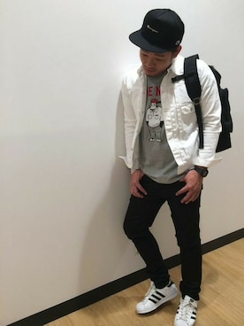 「Champion（チャンピオン）のアイテム（キャップ）」を使った、Right-on 店舗スタッフさん（メンズ・175cm）の冬コーディネート