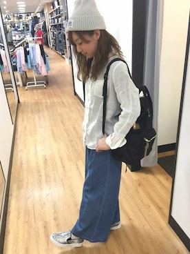 「Anello」｜「アイテム（帽子）」を使った、Right-on 店舗スタッフさん（レディース・157cm）の冬コーディネート