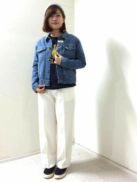 「LEE」｜Right-on 店舗スタッフさん（レディース・157cm）の冬コーディネート