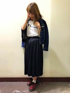 「ジージャン」｜Right-on 店舗スタッフさん（レディース・155cm）の冬コーディネート