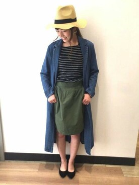 「Right-on（ライトオン）のアイテム（ステンカラーコート）」を使った、Right-on 店舗スタッフさん（レディース・158cm）の春コーディネート