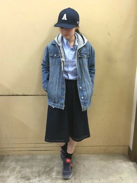 「Right-on（ライトオン）のアイテム（ブルゾン）」を使った、Right-on 店舗スタッフさん（レディース・160cm）の春コーディネート