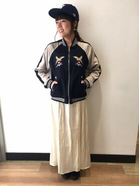 「Right-on（ライトオン）のアイテム（ブルゾン）」を使った、Right-on 店舗スタッフさん（レディース・158cm）の春コーディネート