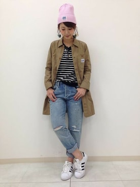 「LEE」｜Right-on 店舗スタッフさん（レディース・162cm）の春コーディネート