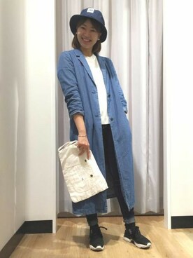 「Right-on（ライトオン）のアイテム（ステンカラーコート）」を使った、Right-on 店舗スタッフさん（レディース・161cm）の春コーディネート