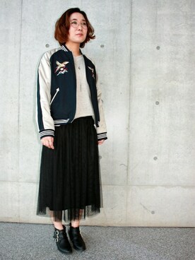 「Right-on（ライトオン）のアイテム（ブルゾン）」を使った、Right-on 店舗スタッフさん（レディース・156cm）の春コーディネート