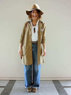 「Lee（リー）のアイテム（ワンピース/ドレス）」を使った、Right-on 店舗スタッフさん（レディース・153cm）の春コーディネート